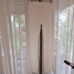 White Flared Rib Pants NWT